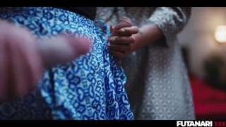 2 Blondes 1 Brunette - Trans Fucks Girl in Lesbian Shemale Threesome with Double Futa Transformation