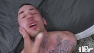 Tattooed Delinquent Rides Daddy's Dick &amp; Cums All Over Himself
