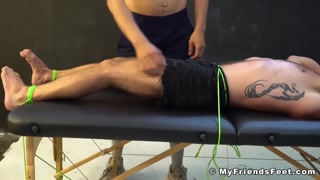 Restrained and blindfolded stud body tickled and tormented