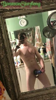 Barely legal teen freezes balls off while stretching them after pumping