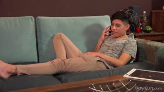 Latino Teen Jerks Off While Having Phone Sex With His New Boyfriend
