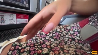 Giving a blowjob on a plane before I get caught with dick in my mouth