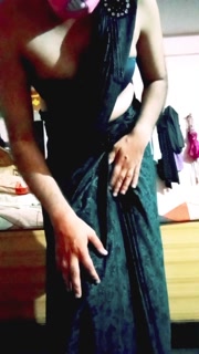 Indian Gay Bottom Crossdresser Gaurisissy Pressing and Playing with Her Big Boobs in Black Saree Hard XXX Sex