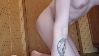 Trans girl plays with cock after putting 11 inches up her ass