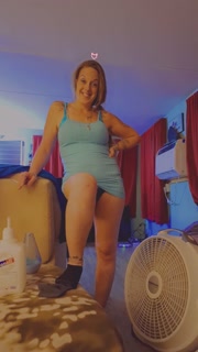 Step Mom hikes up her skirt and shows me her panties while she smokes cigarette and tells me her pussy is throbbing for me