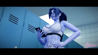 Talon's Locker Room (Overwatch widow and la Lupa fuck each other in lockers in the evening)