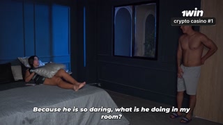 Stepmother masturbates and her stepson ends up helping with his big cock