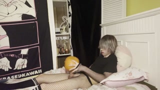 Femboy twink fucks pumpkin