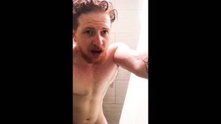 Hot Ginger FTM Jerks Off in Gym Shower