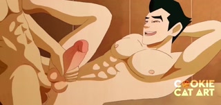 Mako and Iroh, two hunks, finger each other followed by rimming and a wet blowjob.