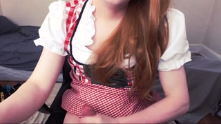 Dirndl Beermaid Dickgirl Masturbates cums