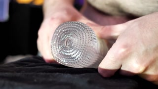 Edging and Cumming Close Up in a Clear Sleeve