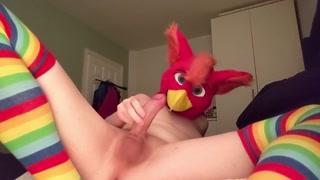Moaning Femboy Bird Jerking and Fucking Bad Dragon Gecko