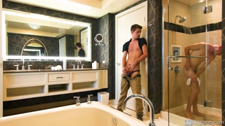 House Keeping Caught Hotel Guest Showering And Slams Him With His Big Dick