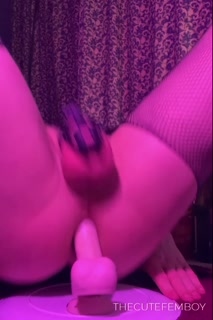Cute Chaste Femboy Plays with Vibrator and Dildo Before She Cums In Her Cage