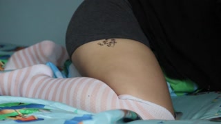 femboy down bad moans like a bitch while fucking pillow