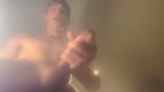 HUGE CUMSHOT after jerking off my big dick with roommates home, LOADS of precum!