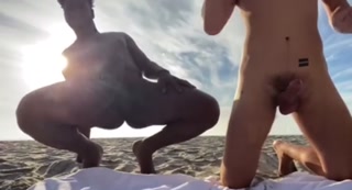 Jocks Jerk Off &amp; Shoot Loads At Nude Beach In Public While Ppl Walk Past And Watch