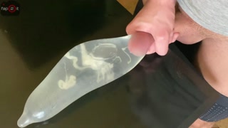 Horny Guy Moaning while Fucking his Own Hand and Cum alot inside Condom filled with Water - 4K