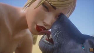 Cute Blonde with Werewolf (knotting)