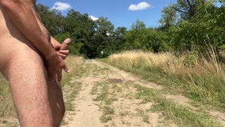 Risky wanking while sunbathing in a public park and cumming near the street