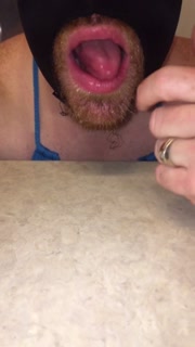 Secretly wearing my wifes Bikini turned me on so I jerked off a big Cum Shot and licked it all up