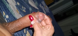 Masturbating my big dick with a toy and cumming twice